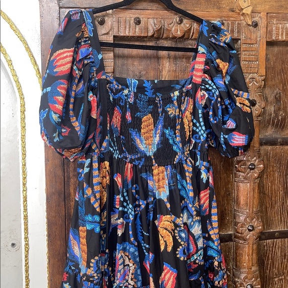 Farm Rio Black Sunset Tapestry Organic Cotton Tropical Vacation Maxi Dress L - Picture 9 of 10